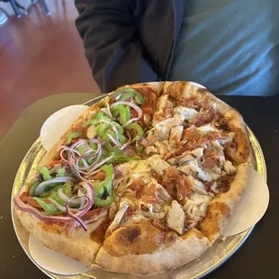 Half Westbrook half Maddox pizza