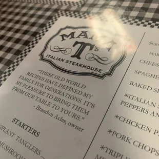 the menu