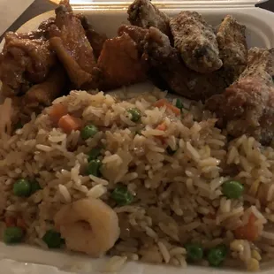 Garlic Parmesan and Mild Wings With Shrimp Fried Rice