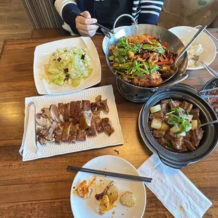 a table full of asian food