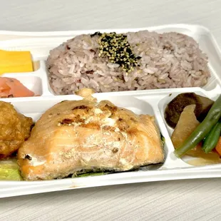 Salmon Bento with multi grain rice.