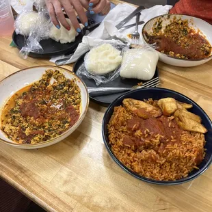 Pounded Yam and Egusi Jolof Rice