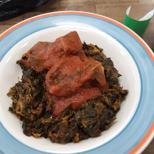 Ego Riro. Spinach w/goat meat. Quite tasty!