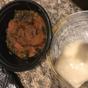 Efo Riro with pounded yam