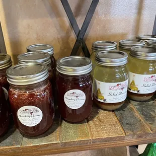 Homemade jams and sauces/dressings
