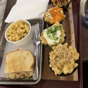 Kids plate pizza grilled cheese and Mac n cheese  The famous Mac n cheese flight