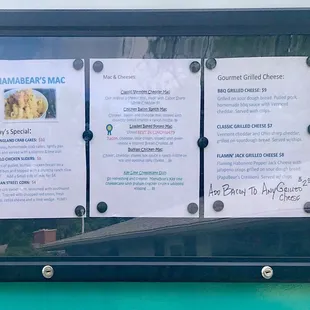 The menu for the day