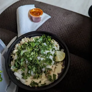 a bowl of mexican food