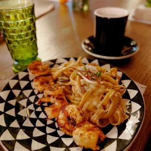 Mushroom Fettuccine with Shrimp