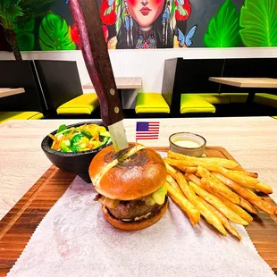 Our signature burger containing 11 oz. of 80/20 house prepared beef patty, stacked with sauteed mushrooms.