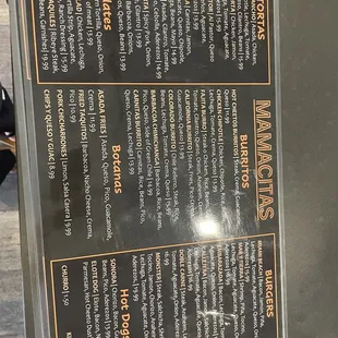 This is the new menu from the place next door! 'Mamacitas' next to or with Los Mangos.