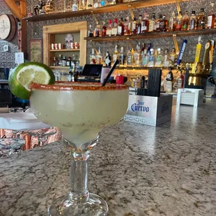 Margarita with tajin - sitting at the bar