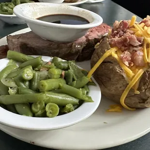 Green beans and baked potato