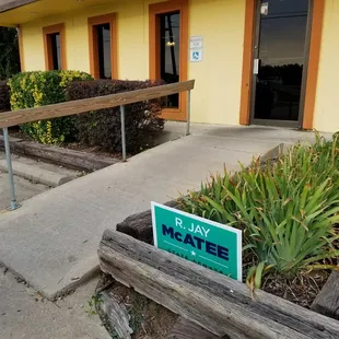 Caution wheelchair/walker users: this ramp is EXTREMELY steep and surely not in compliance with ADA regulations. Very disappointing.