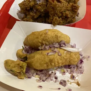 Vegetarian Pakora and Mirchi Bhajji
