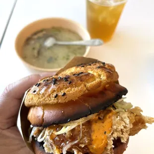 Sweet &amp; Spicy Chicken Sandwich Lunch Combination (Includes the Egg Drop Soup and the Red Tea Cola)