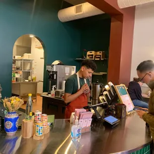 Small place. Cashier right in front of you when you walk in, small menu make ordering faster.