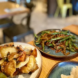 Black Bean Fish  &amp; Stir Fried Green Beans