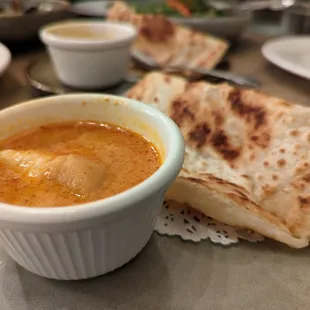 Roti Canai. $5. Crispy Indian flatbread with curry chicken and potato dipping sauce.