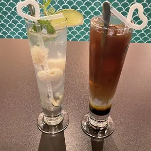 two drinks on a table