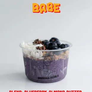 blueberry almond butter, dates, maca, vanilla, salt, almond, and blueberry coconut