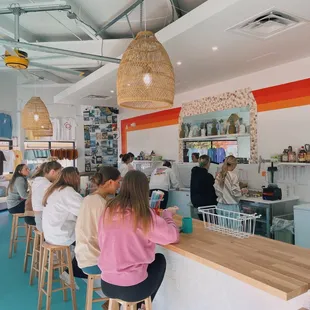 people sitting at the counter