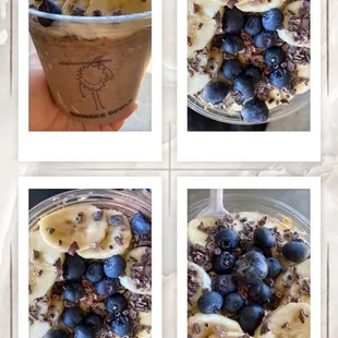 four different views of a smoothie