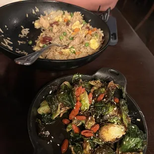 Mamaling Fried Rice and Roasted Brussels Sprouts