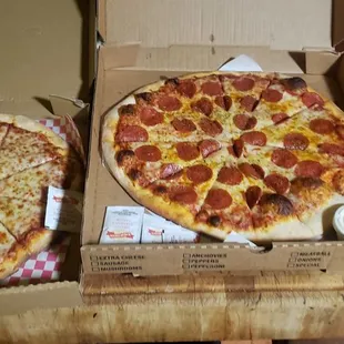 Cheese &amp; Pepperoni pizza *sidenote: They gave me the wrong order...I paid for the super pizza, NOT pepperoni