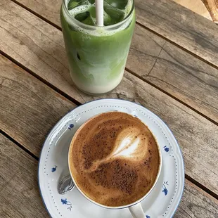 Matcha &amp; centre st&apos;s whipped cinnamon honey cappuccino