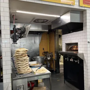 Stack of warm fluffy pita