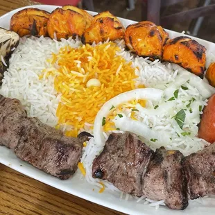 Combo #3 with beef and chicken kabob