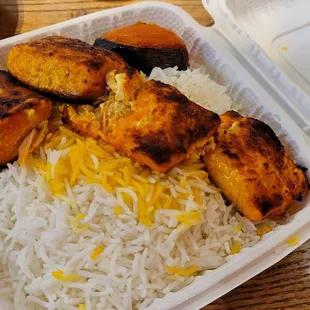 Saffron Salmon Kebob