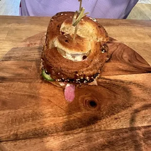 everything croissant &amp; salmon sandwich