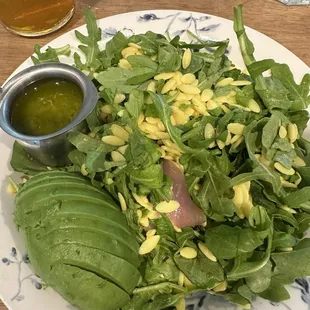 Orzo salad with side of avocado