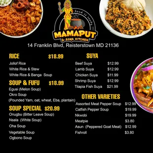 ramen and noodles, menu