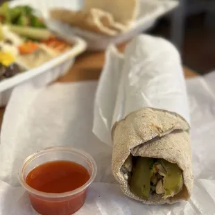 I loved this garlic chicken wrap and this picture is making my mouth water for more as I write this review