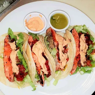 a plate of fish tacos