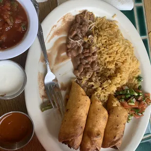 Taquitos, rice &amp; beans