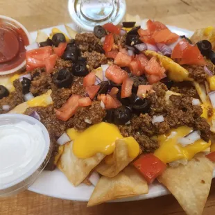Loaded nachos beef or chicken with homemade chips