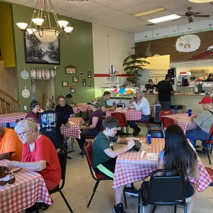 The interior at Mama's Cafe - a full dining room on Sunday.