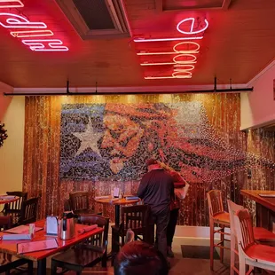 Inside Mama's Cafe  wall of bottle caps