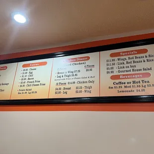 the menu