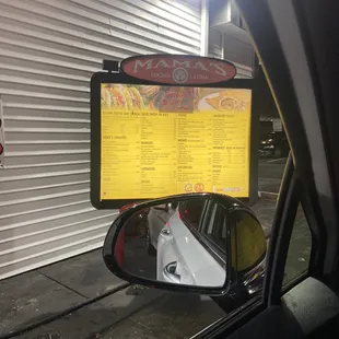 Drive thru menu