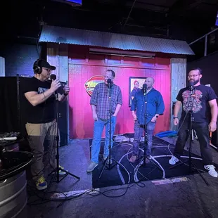 Podcast recording before the show