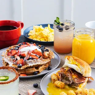 Jeff's Breakfast Bomb!  Served on a King's Hawaiian roll with 2 eggs, smoked ham,bacon, sausage, American cheese