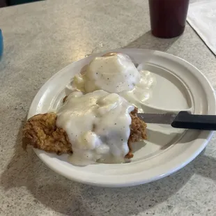 Chicken Fried Steak &amp; Mashed Potatoes with cream Gravy