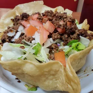 Taco salad minus cheese and sour cream