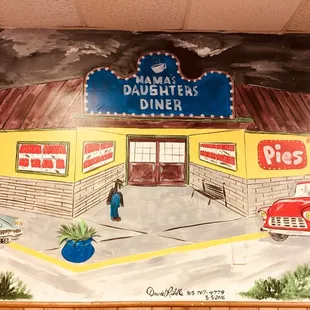 Wall artwork by a local artist -- very quaint