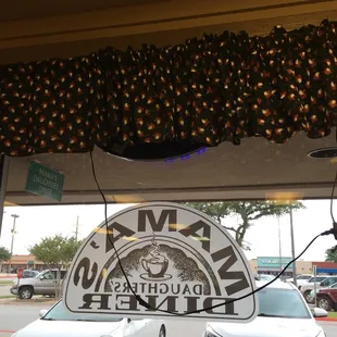 Mama's daughter's handsewn curtains in a retro pattern